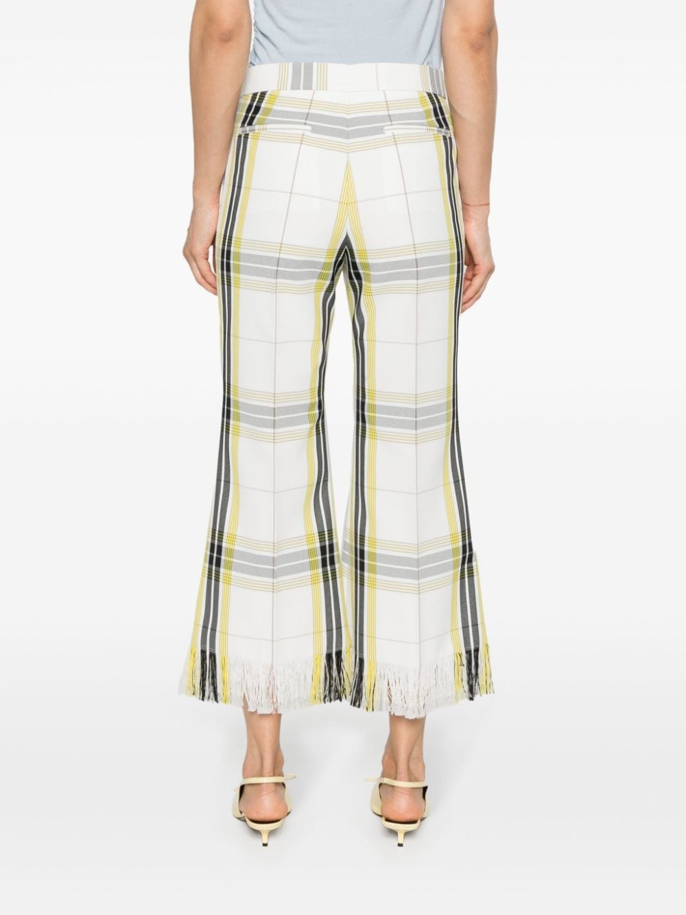 plaid cropped flared trousers - 4