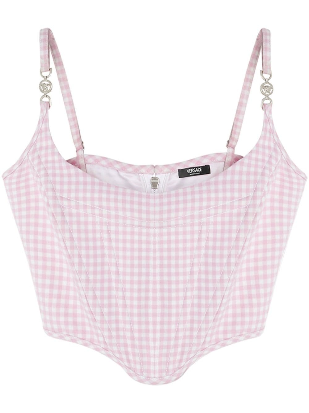 gingham-print corset top - 1