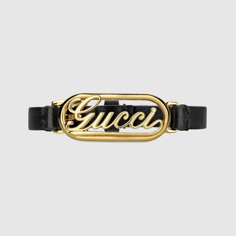 GUCCI Gucci Leather Bracelet With Gucci Script outlook