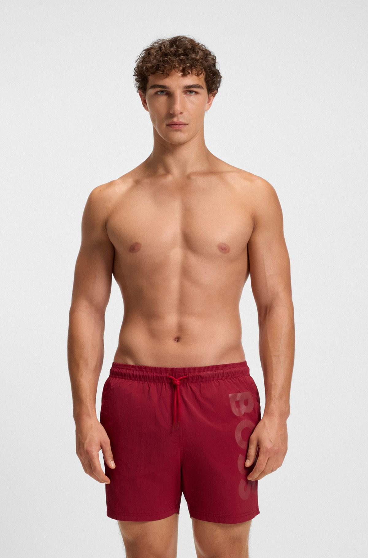 SWIM SHORTS WITH VERTICAL LOGO PRINT - 2