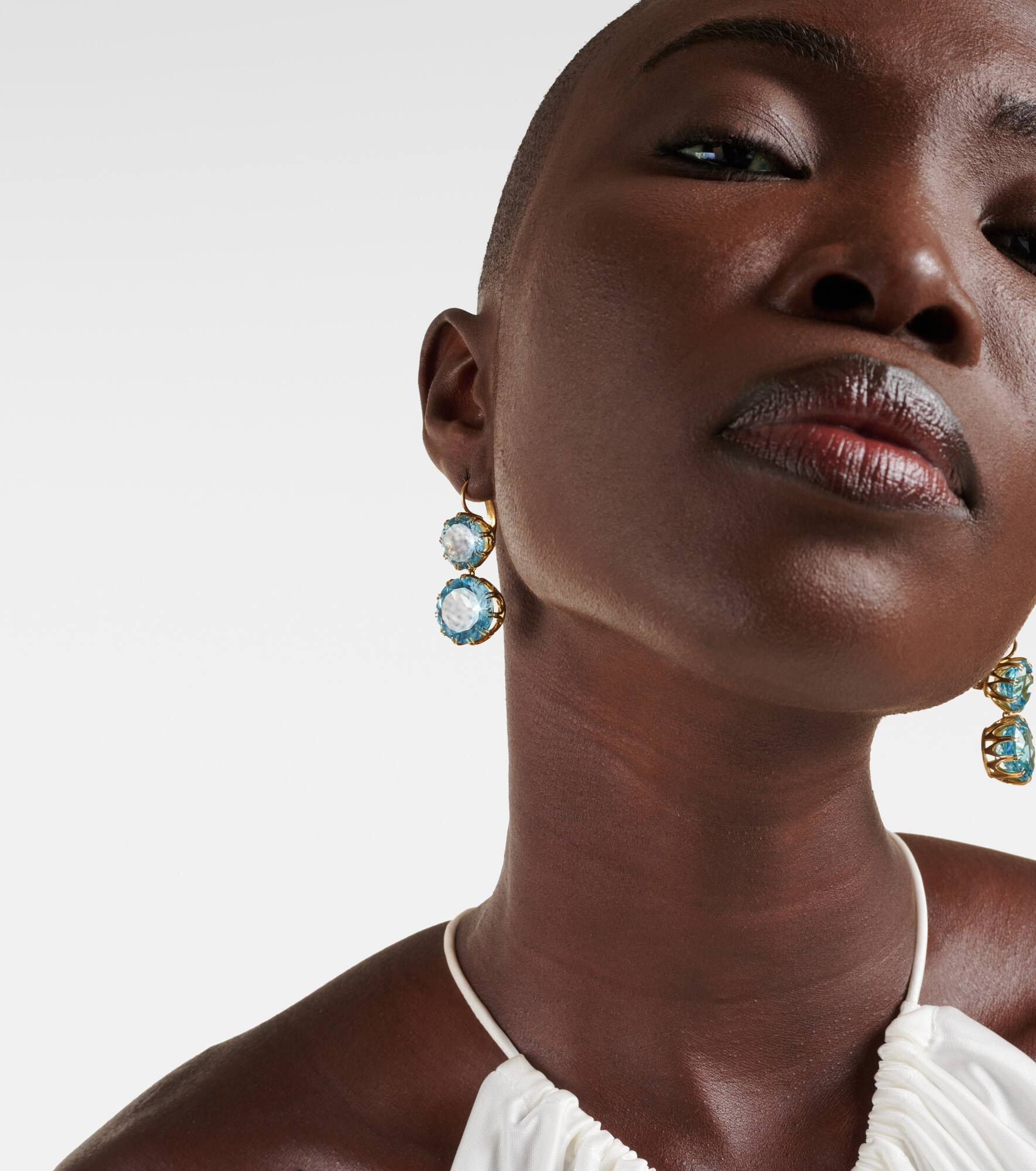 18kt yellow gold earrings with topaz - 2