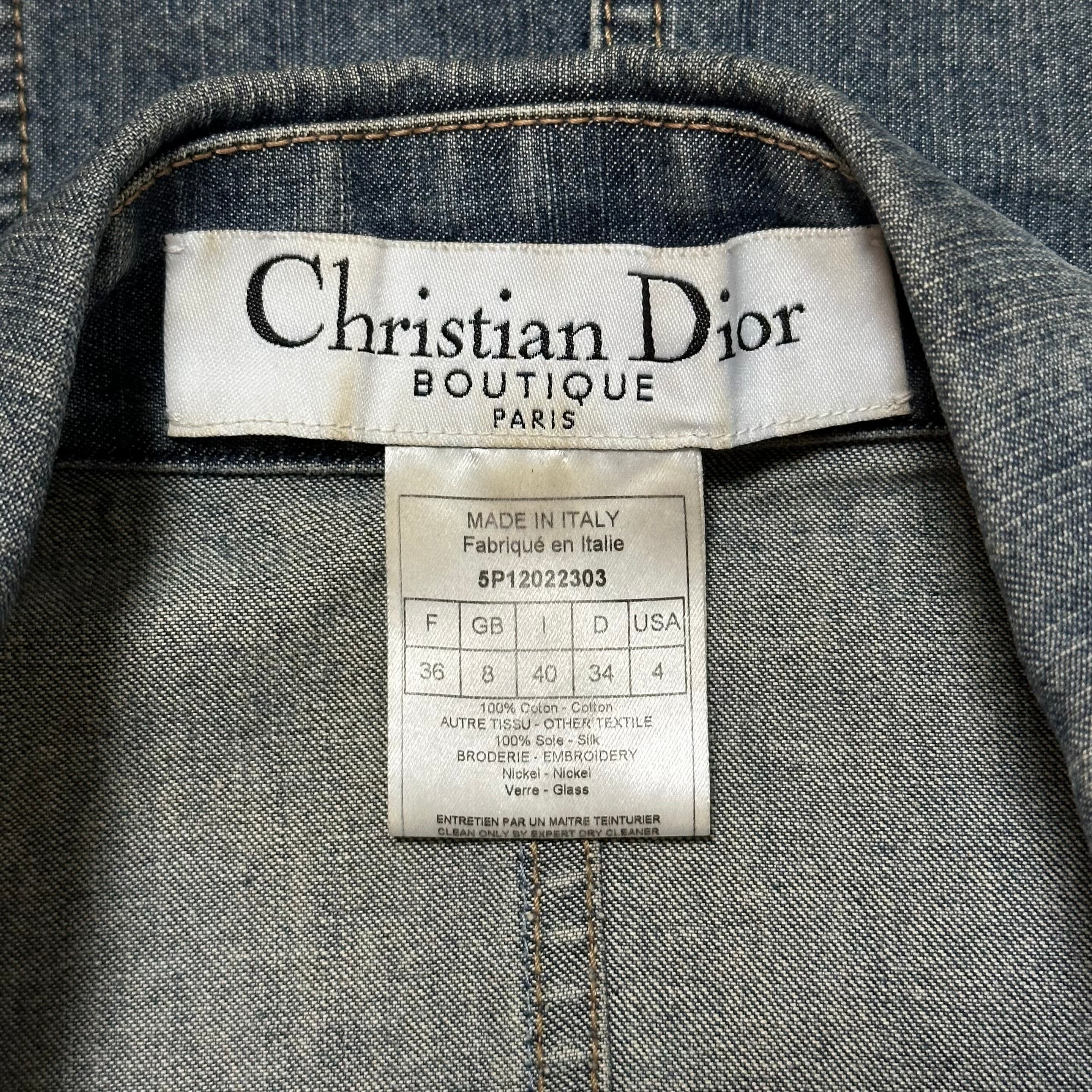 CHRISTIAN DIOR Spring Summer 2005 Floral Embellished Denim Bar Jacket - 5