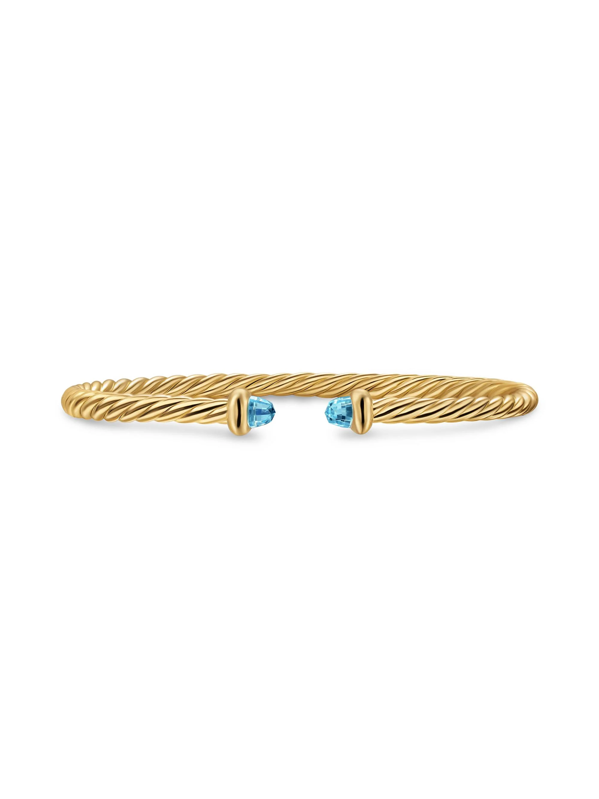 Women's Micro Cablespira Flex Teen Bracelet in 18K Yellow Gold - Blue Topaz - 1