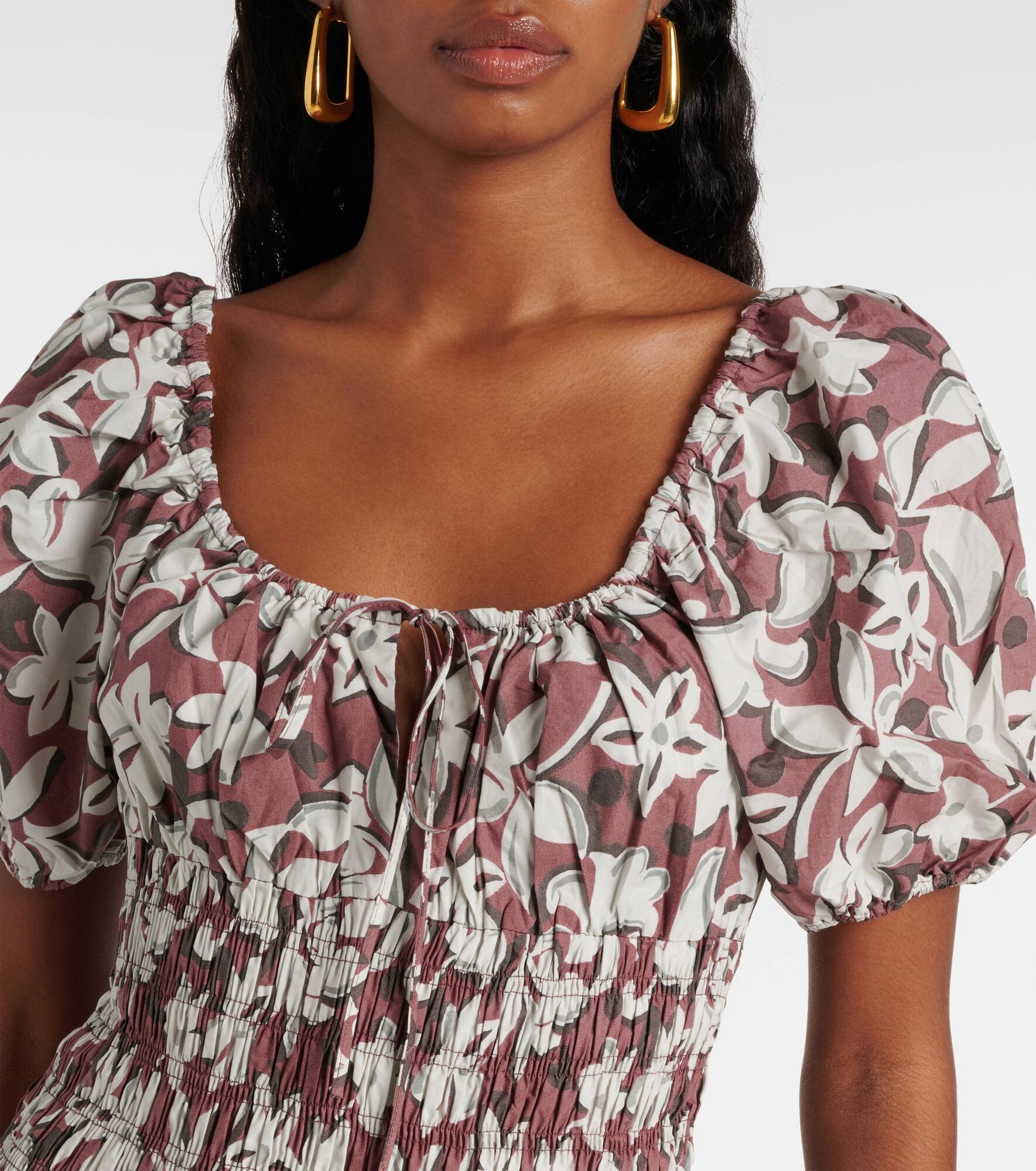 Floral cotton poplin minidress - 4