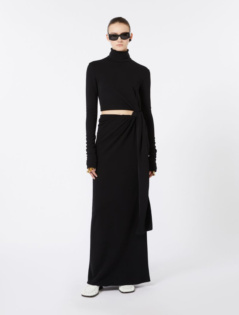 Sportmax Jersey dress with knot - black outlook