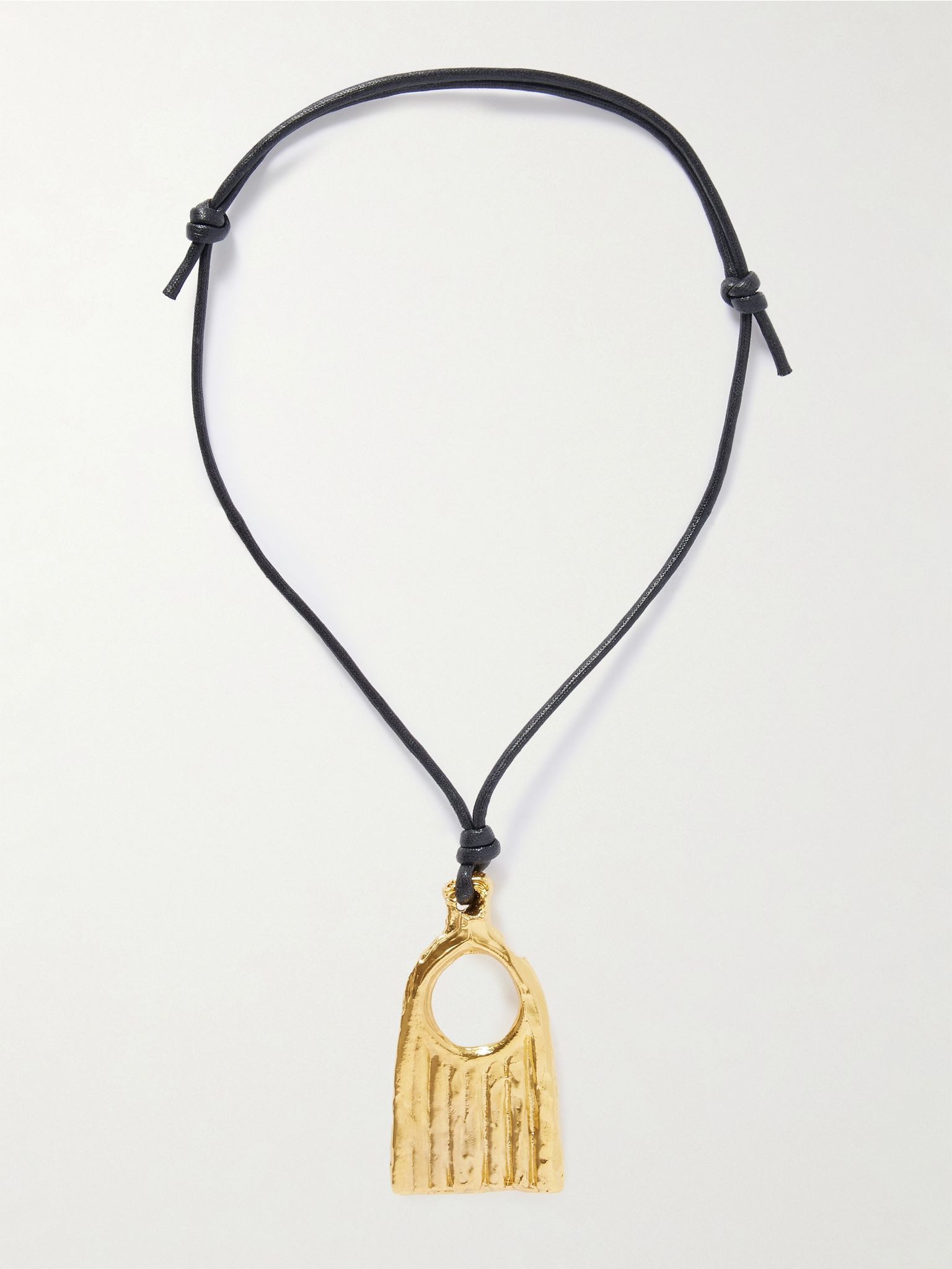 The Vanitas cord and recycled gold-plated necklace Black - 4