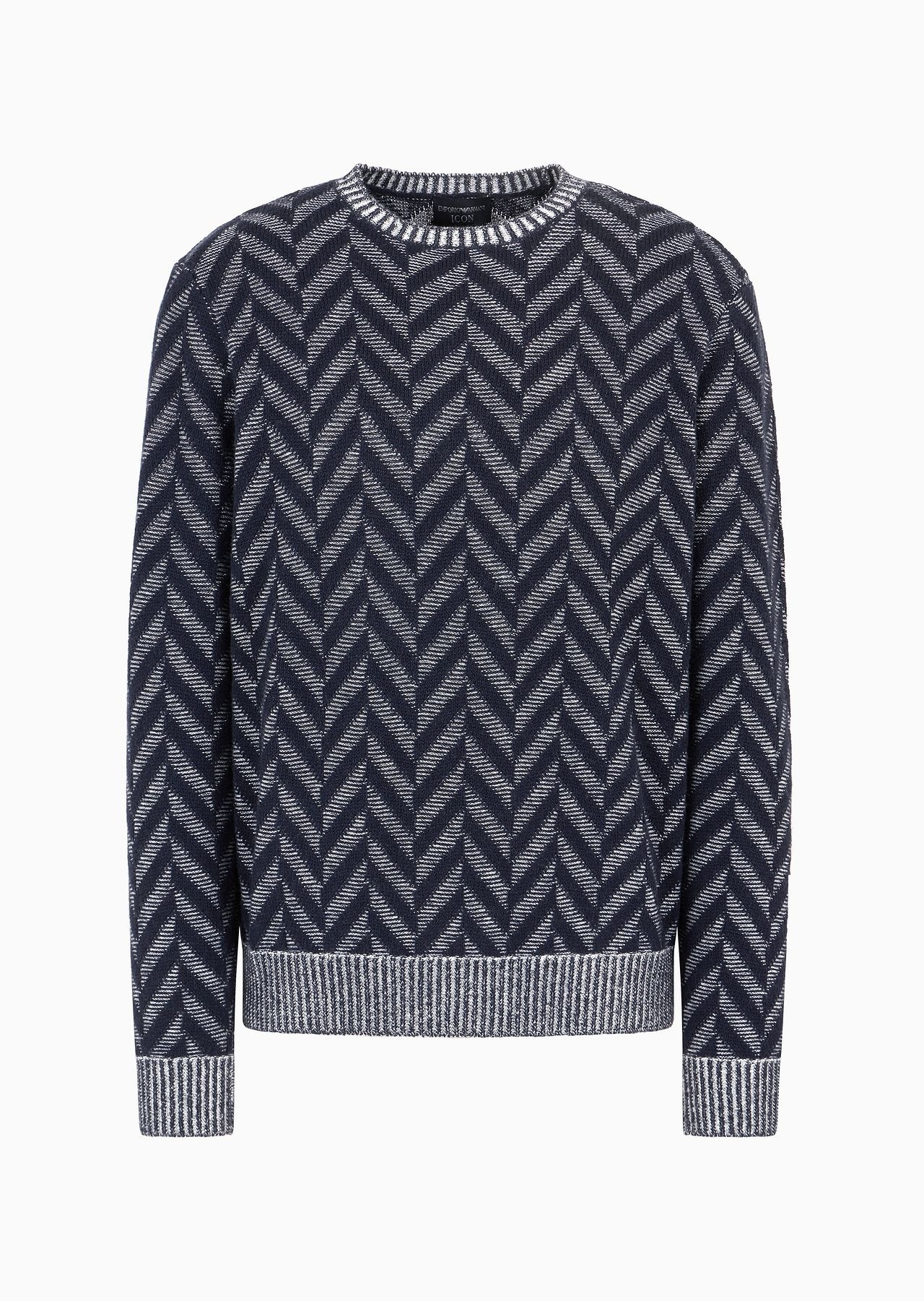 Icon virgin-wool jumper with two-tone jacquard chevron motif - 1