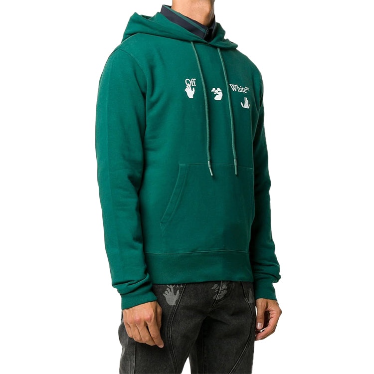 Off-White FW20 Big Logo Hooded Pullover Men Green OMBB034E20FLE0025701 - 2