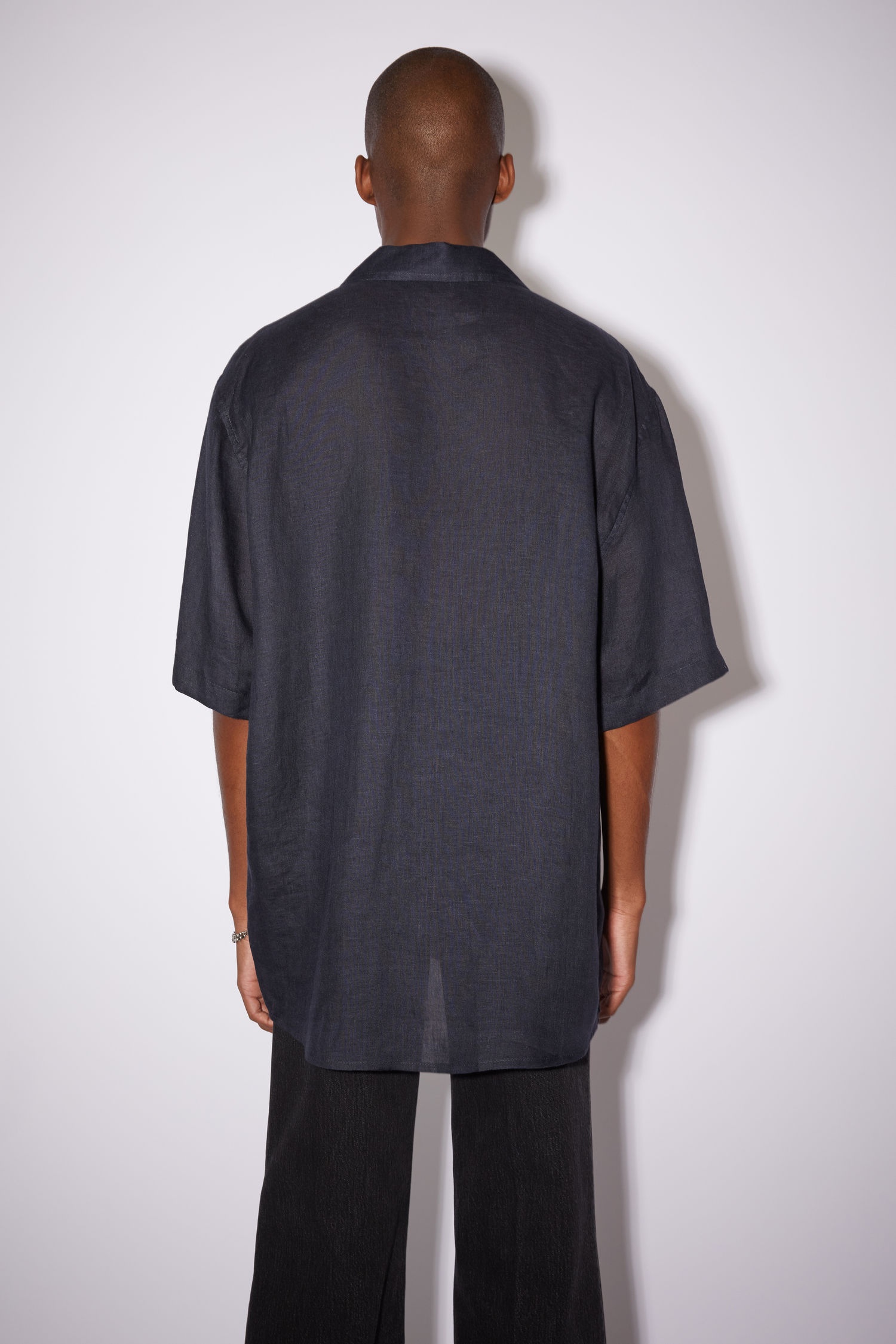 Printed linen shirt - Black - 3