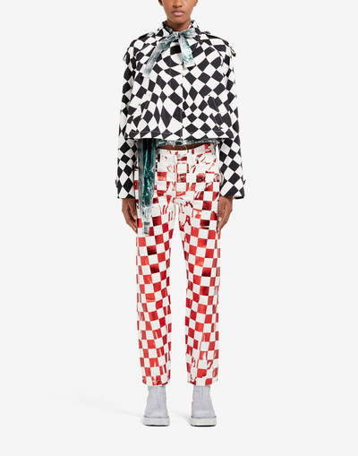 MM6 Maison Margiela Distorted chess print crop trench coat outlook