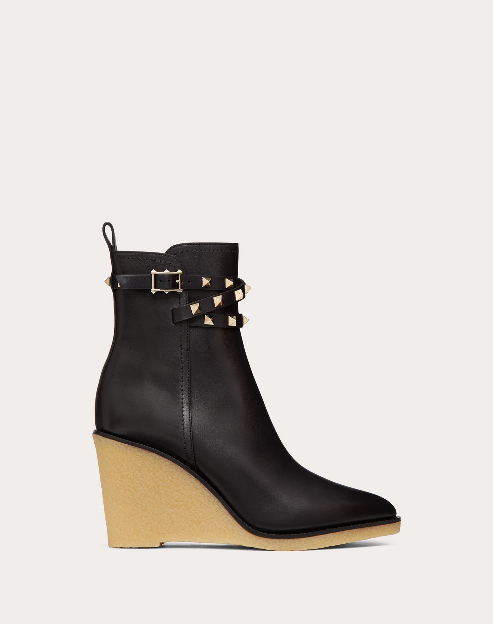 Rockstud Calfskin Wedge Ankle Boot 90 mm - 1