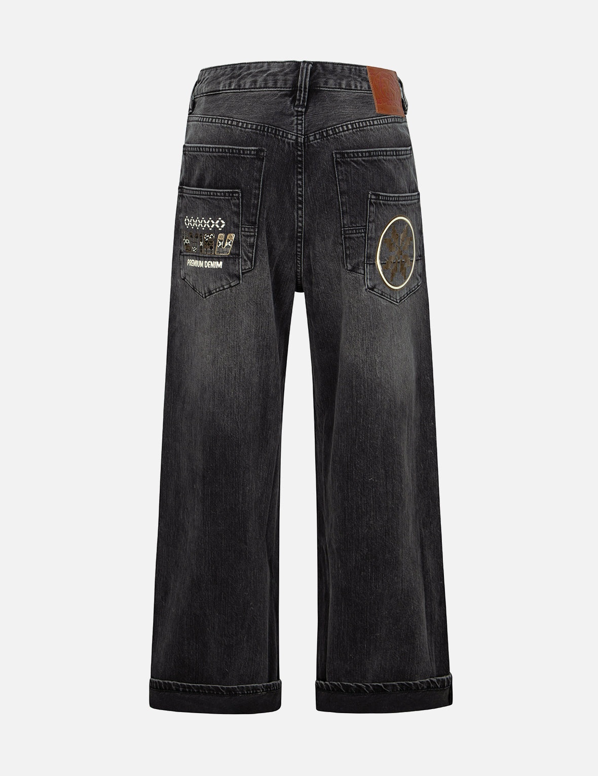 Distressed Studded Daicock and Fair Isle Snowflake Printed Pocket Fashion Fit Jeans - 2