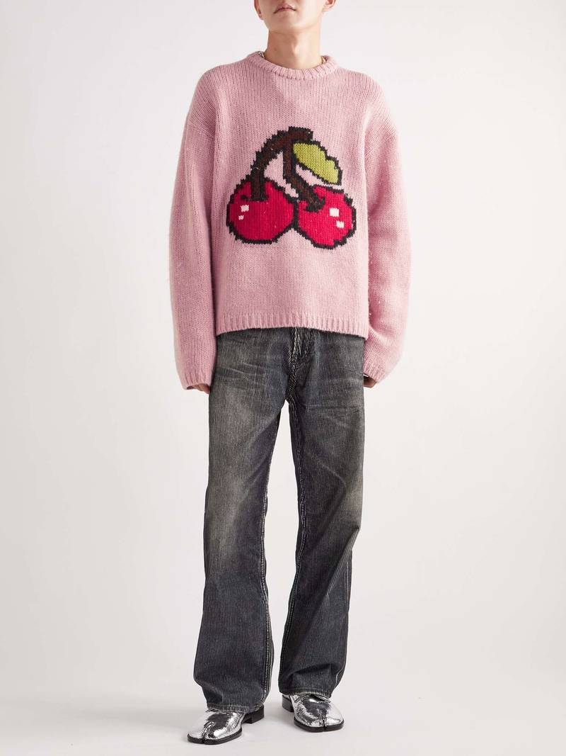 Our Legacy Sonar Cherry-Intarsia Wool-Blend Sweater outlook