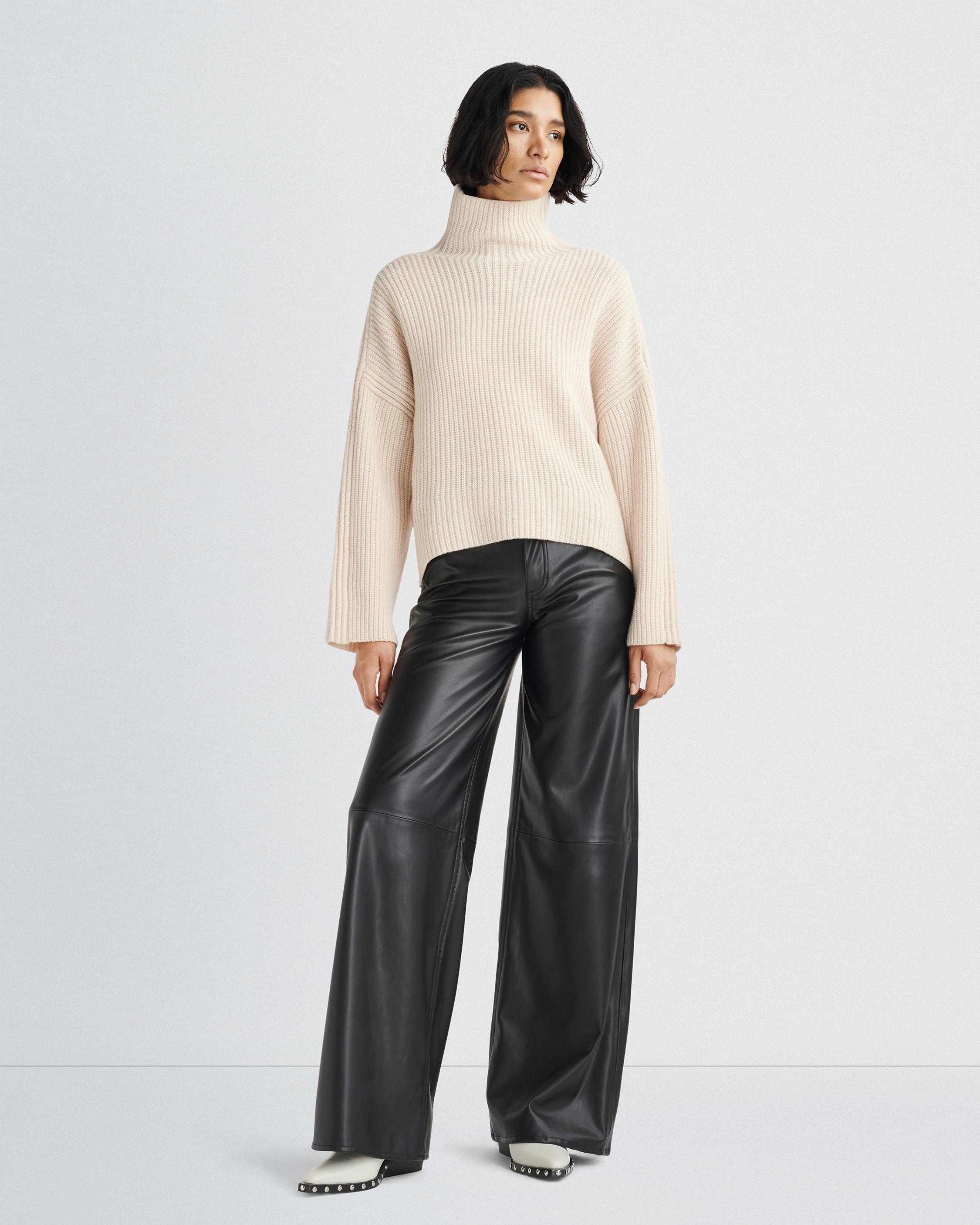 rag & bone Connie Wool Turtleneck Oversized Fit | REVERSIBLE