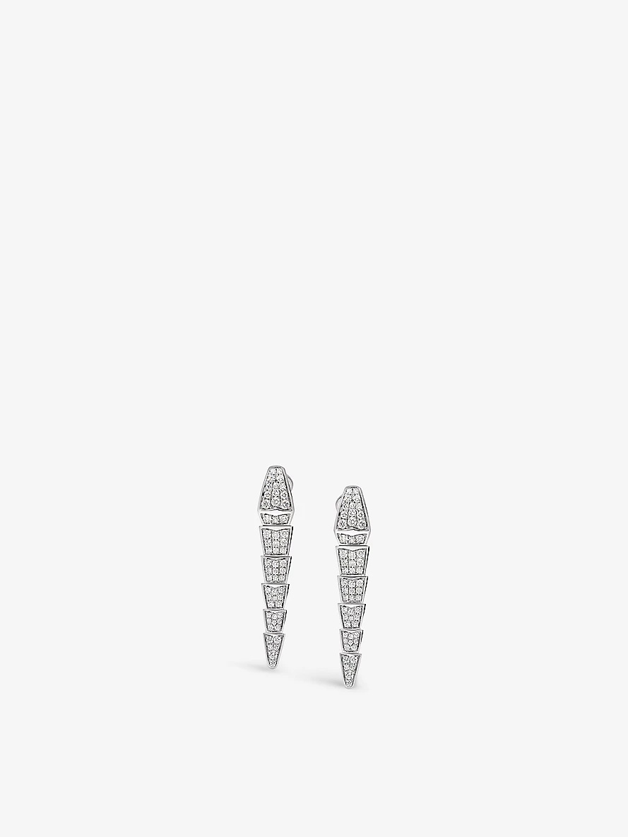 Serpenti 18kt white-gold earrings with full pavé diamonds - 1