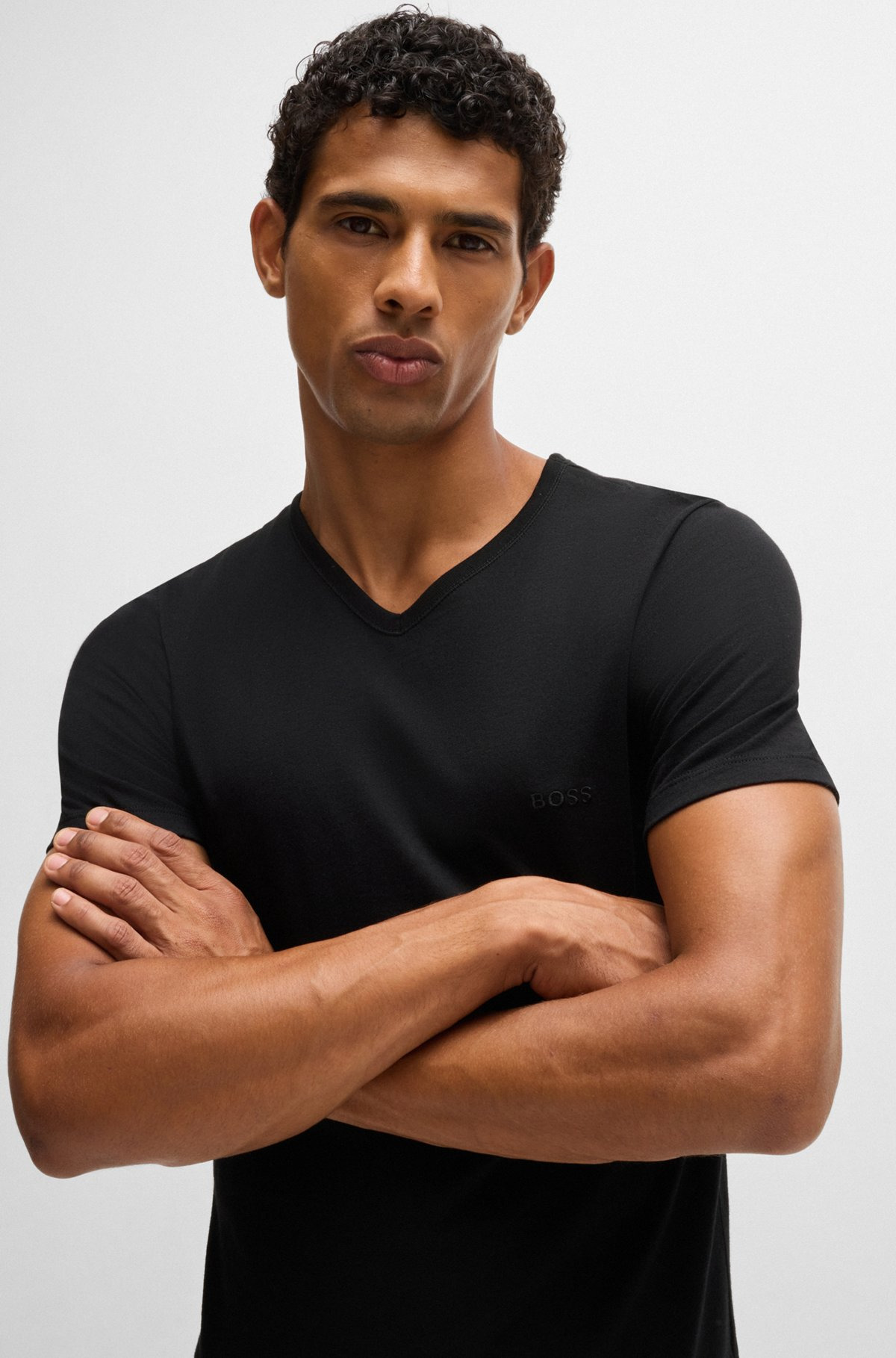 THREE-PACK OF V-NECK T-SHIRTS IN COTTON JERSEY - 5