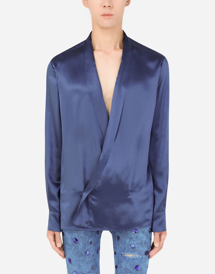 Oversize silk satin shirt - 1