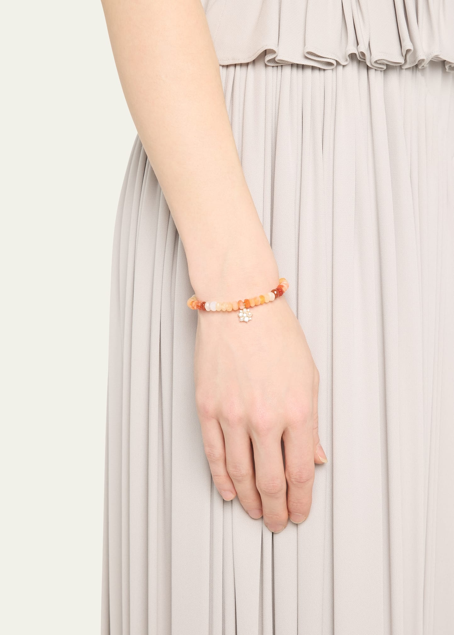 14K Gold Charm and Fire Opal Bead Bracelet - 2