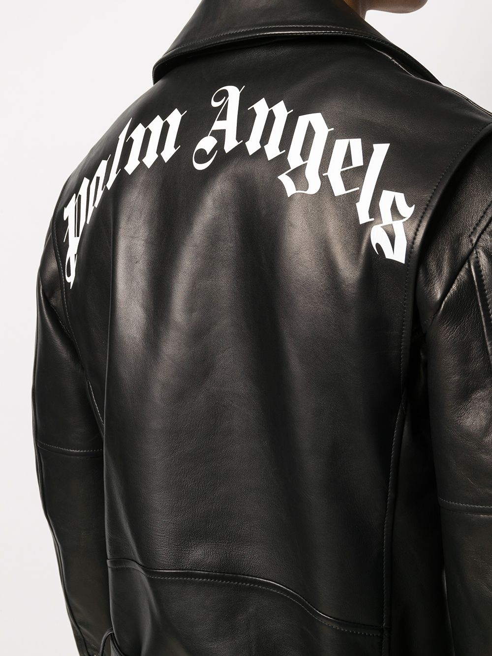 logo-print biker jacket - 5