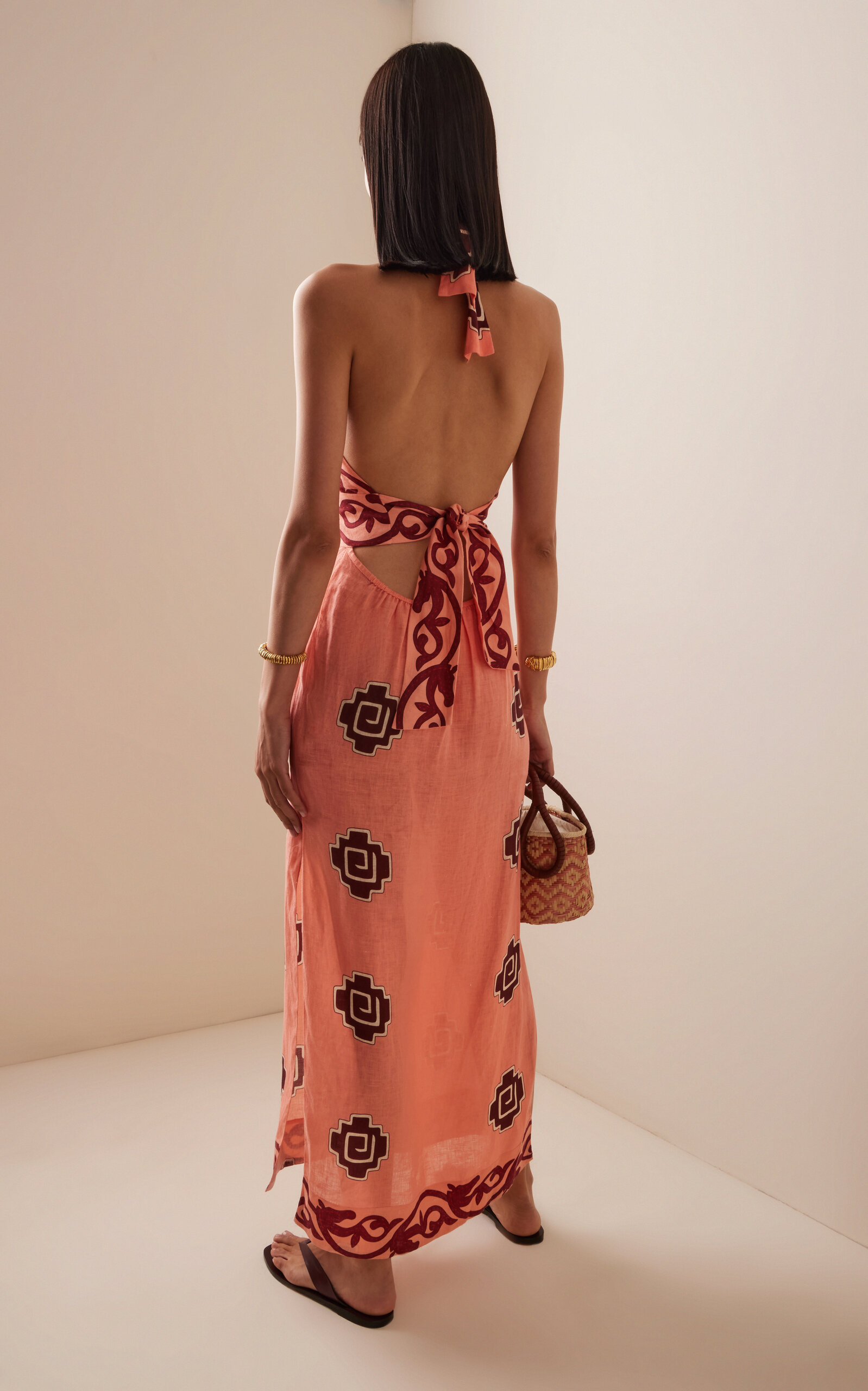 Energetic Patterns Linen Halter Midi Dress multi - 4