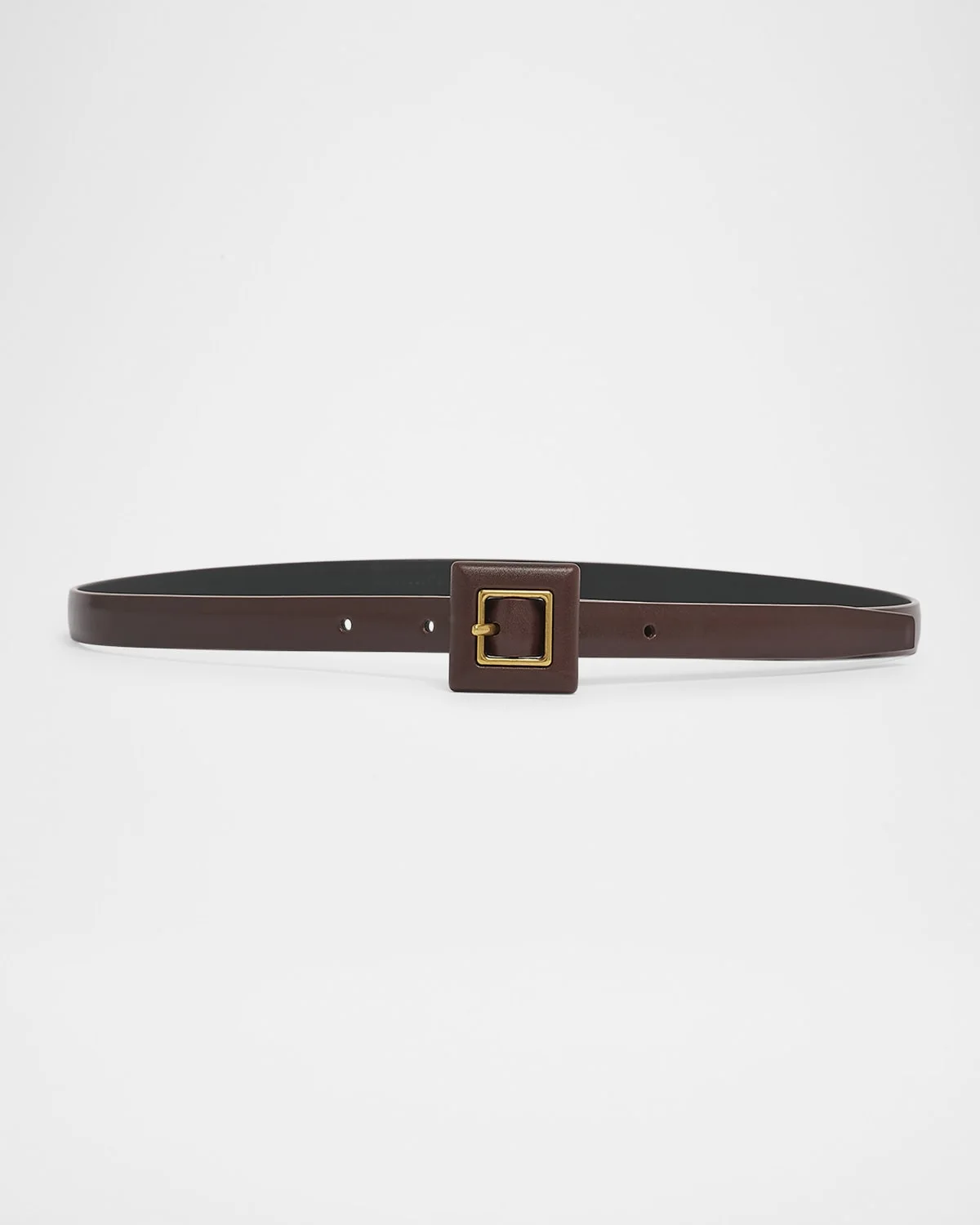 Square Buckle Thin Leather Belt - 1