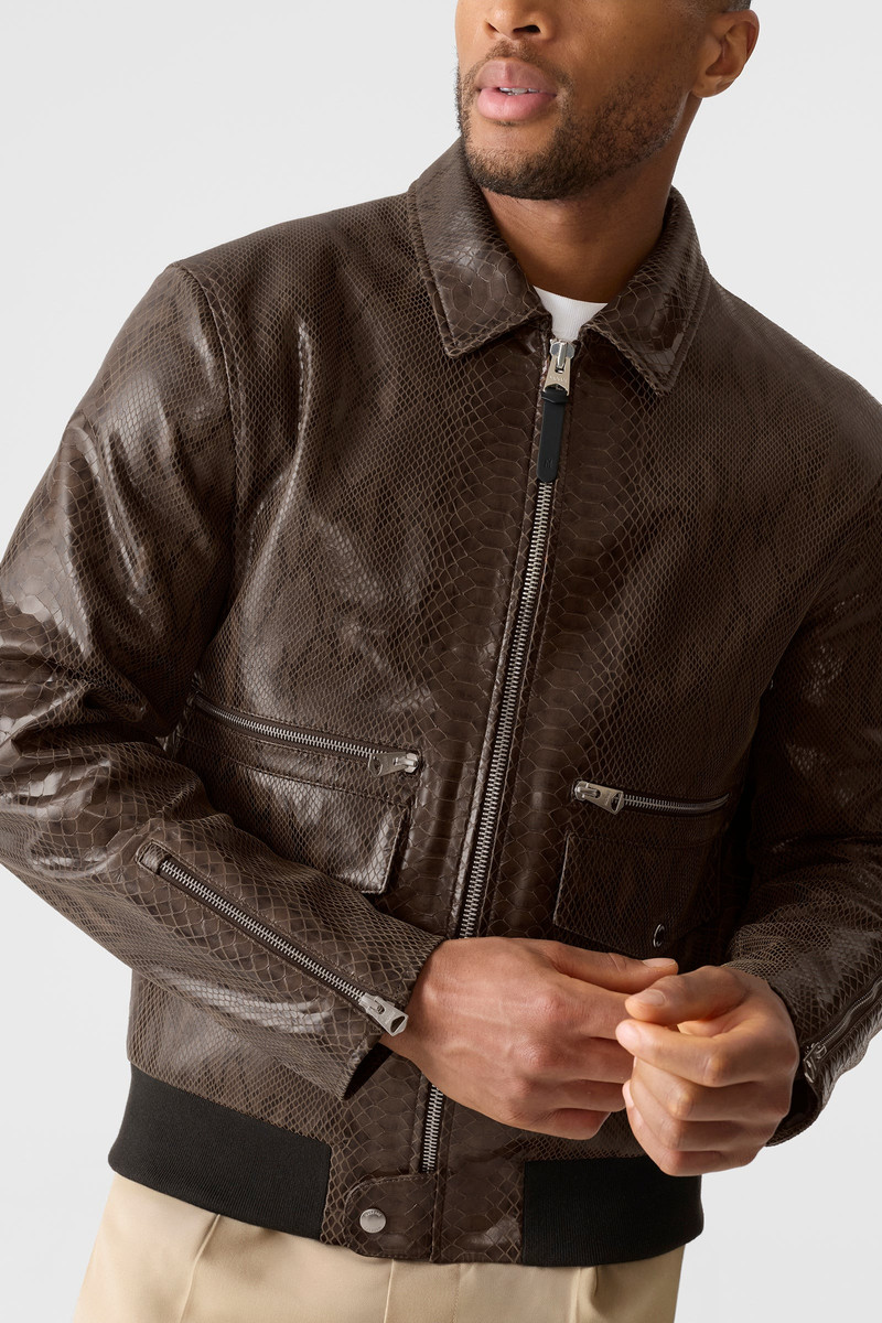 JAKARI-SNK Snake Pattern Leather Zip Jacket 6