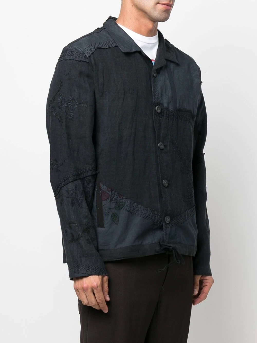 panelled button-up jacket - 3