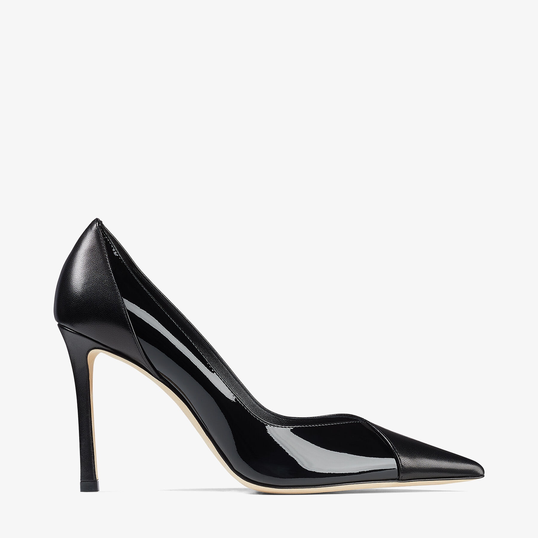 【JIMMY CHOO】CASS 95 - NPA - BLACK/BLACK ★関税送料込み JIMMY CHOO Cass 95 Black Nappa and Patent Leather Pumps