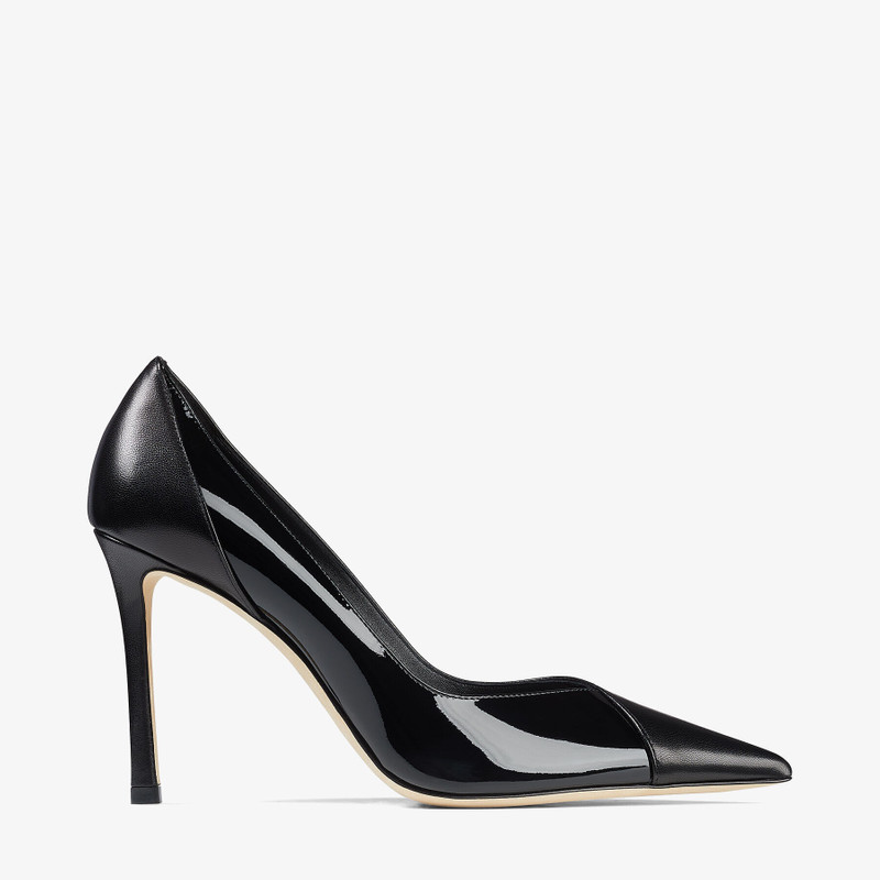 Cass 95 Black Nappa and Patent Leather Pumps 1