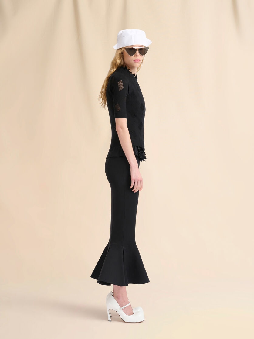 BLACK POPLIN RUFFLE-FRONT TOP - 5