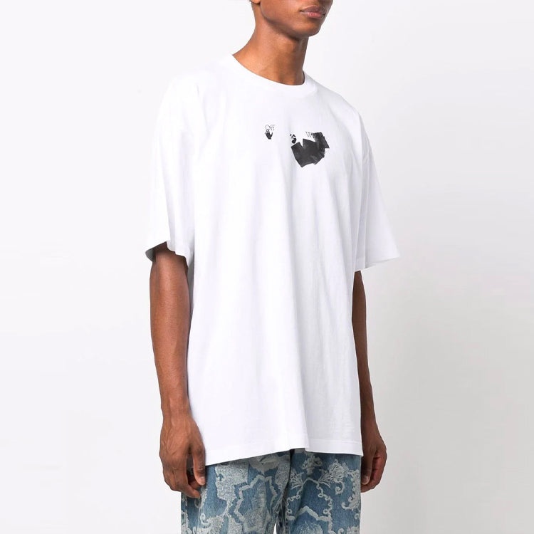 Men's Off-White FW21 Round Neck Arrow Pattern Printing Short Sleeve Loose Fit White T-Shirt OMAA038F - 3