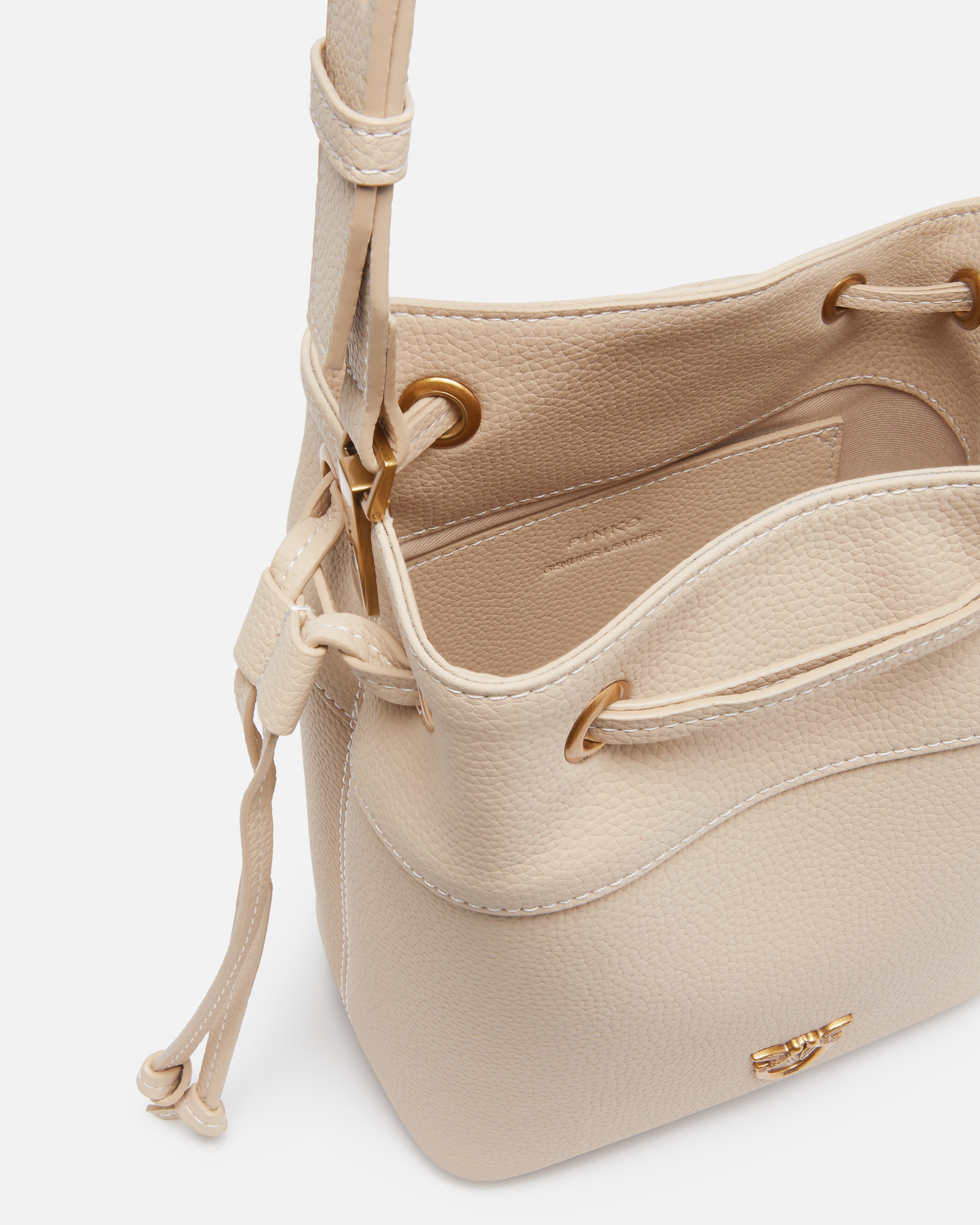 SMALL LEATHER BUCKET BAG WITH SHOULDER STRAP - 4