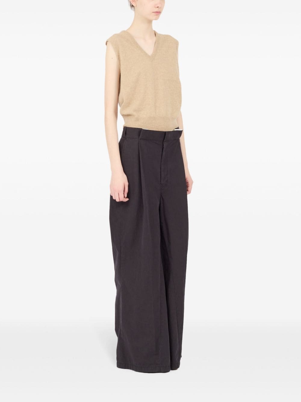 knit V-neck vest - 3