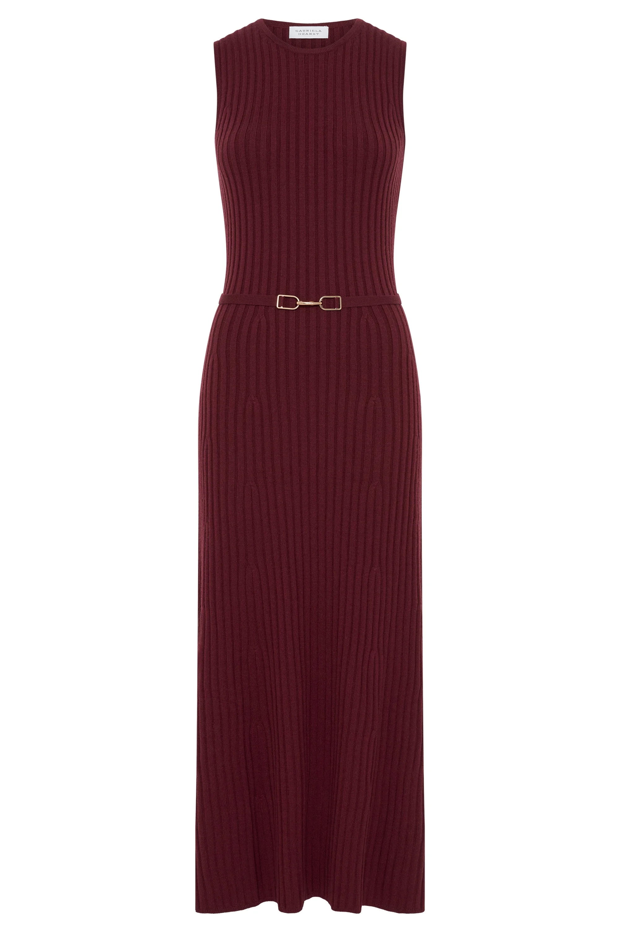 Meier Knit Midi Dress in Bordeaux Merino Wool Cashmere - 1