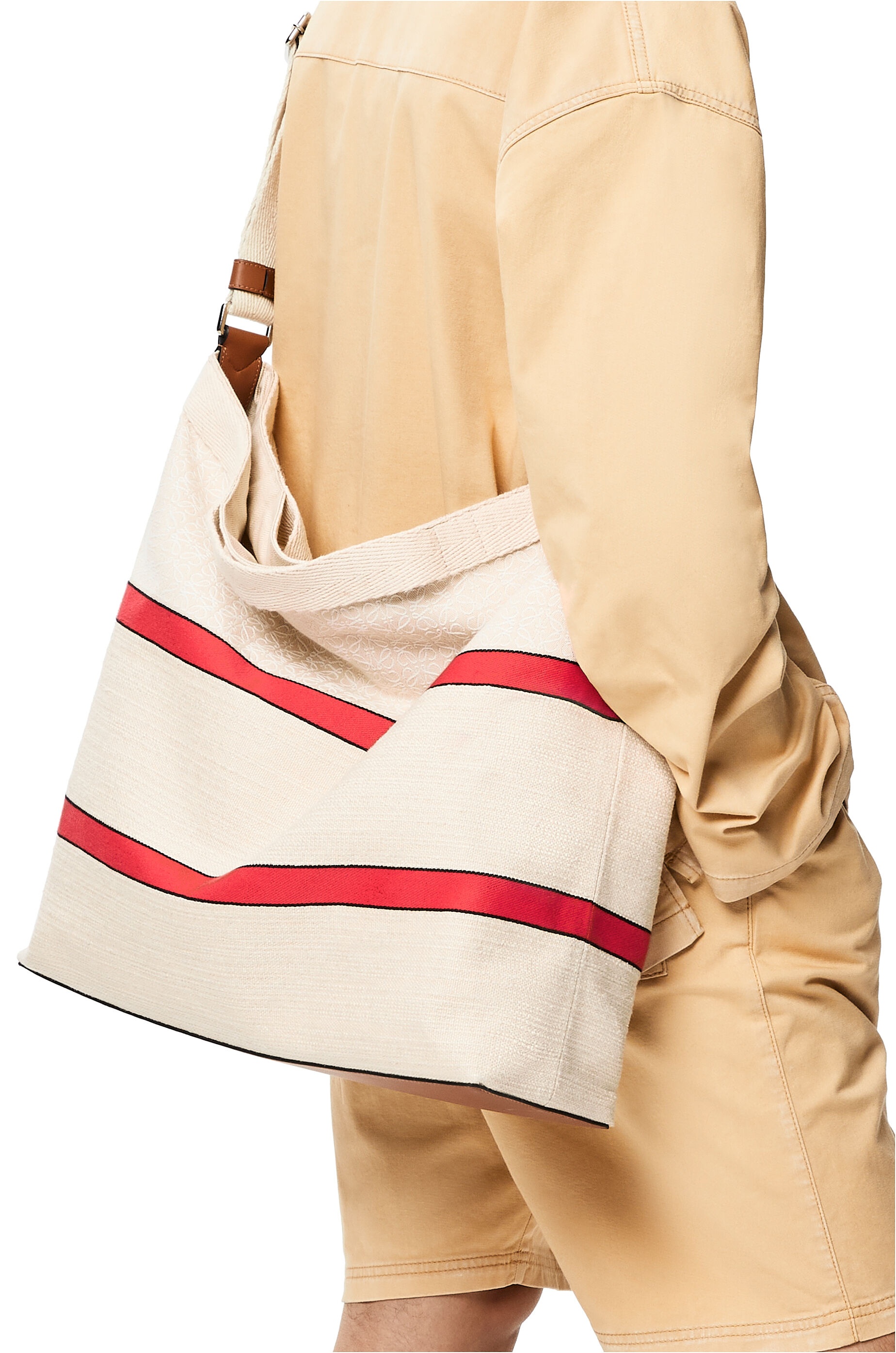 Crossbody tote in jacquard and calfskin - 2