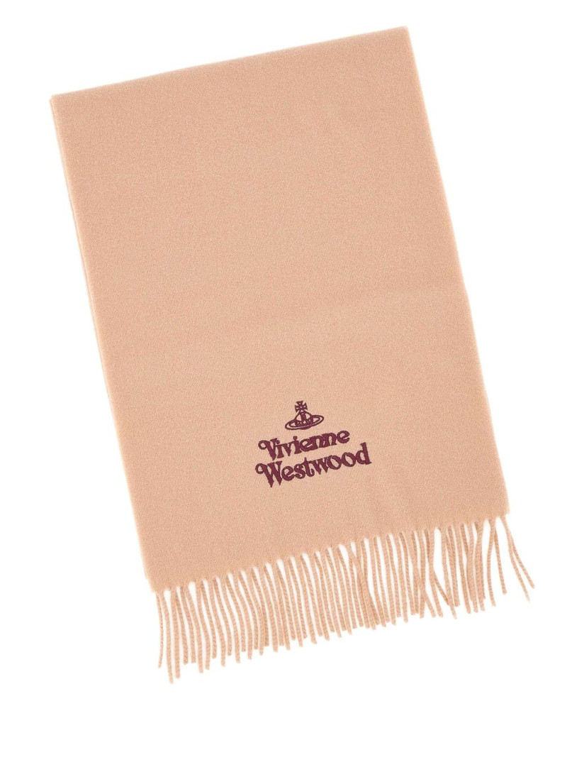 Vivienne Westwood fringed logo-embroidered scarf outlook