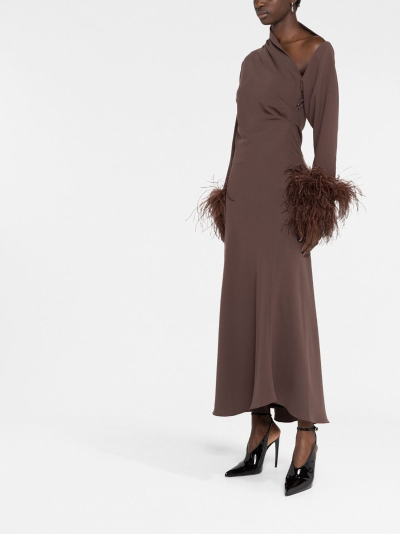 Adelaide feather-trim midi dress 3