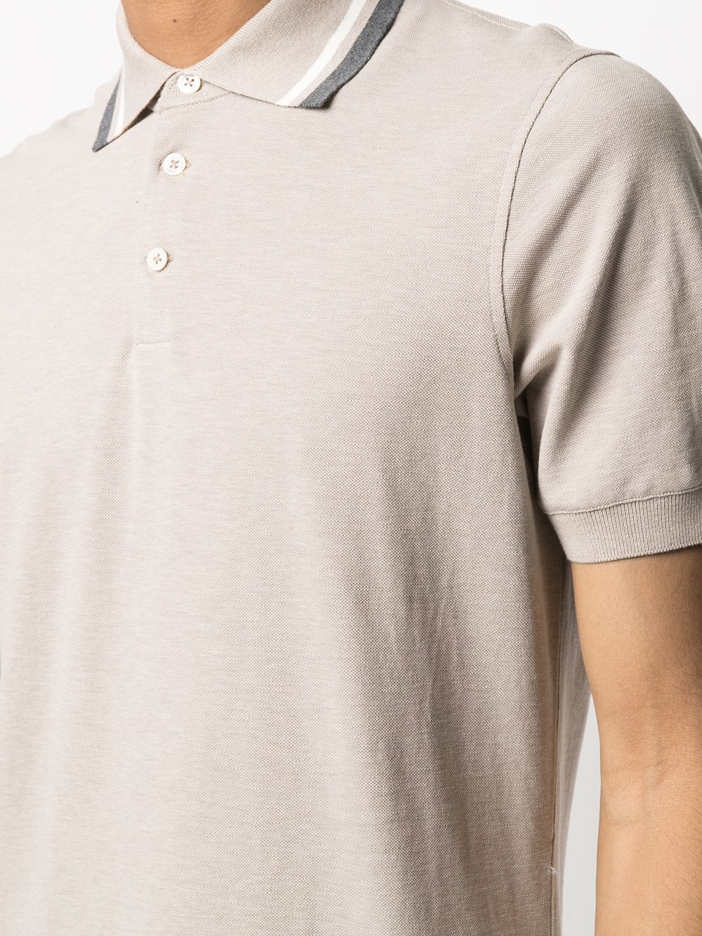 contrasting collar trim polo shirt - 5