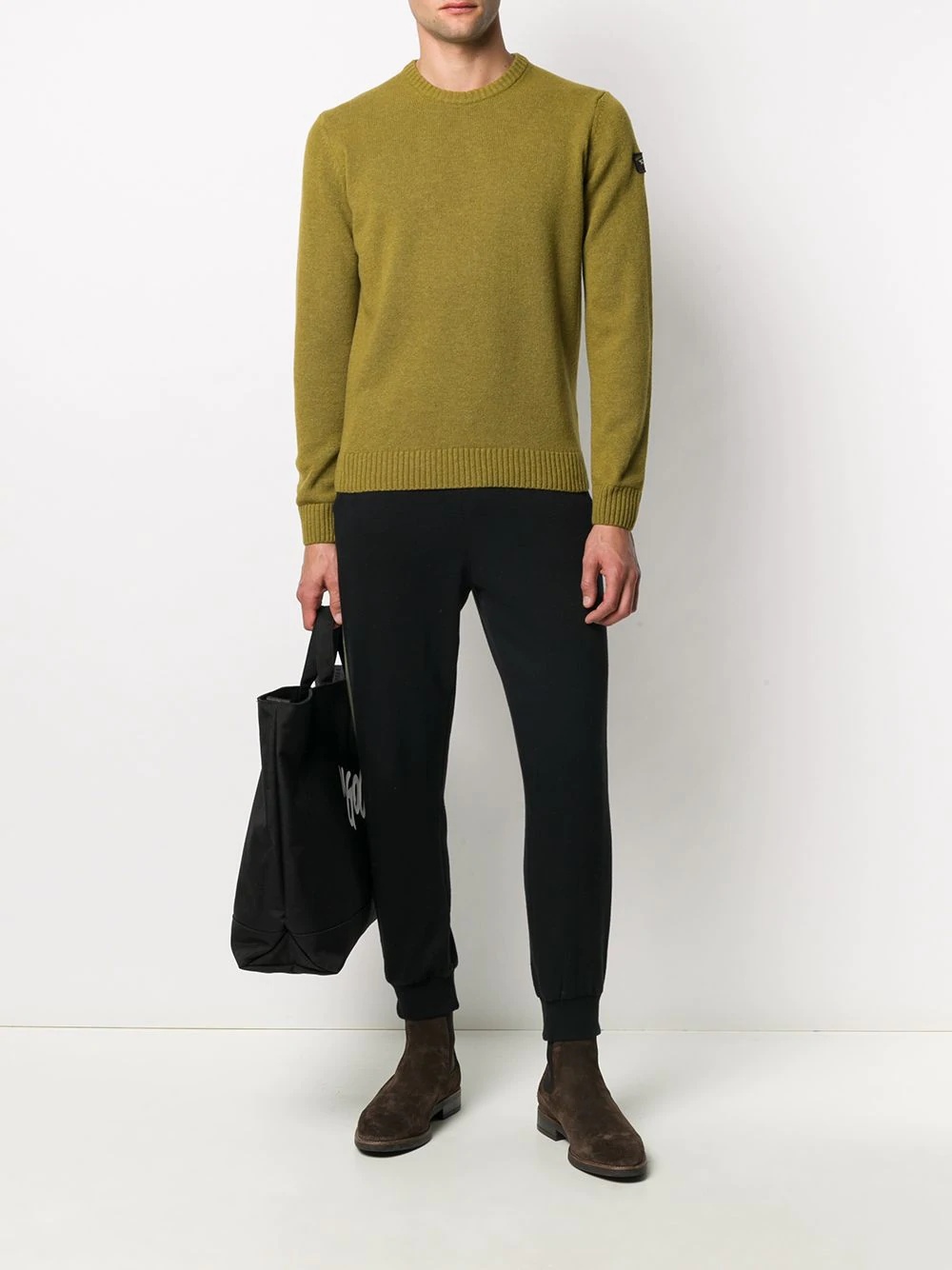 crew neck rib-trimmed jumper - 2