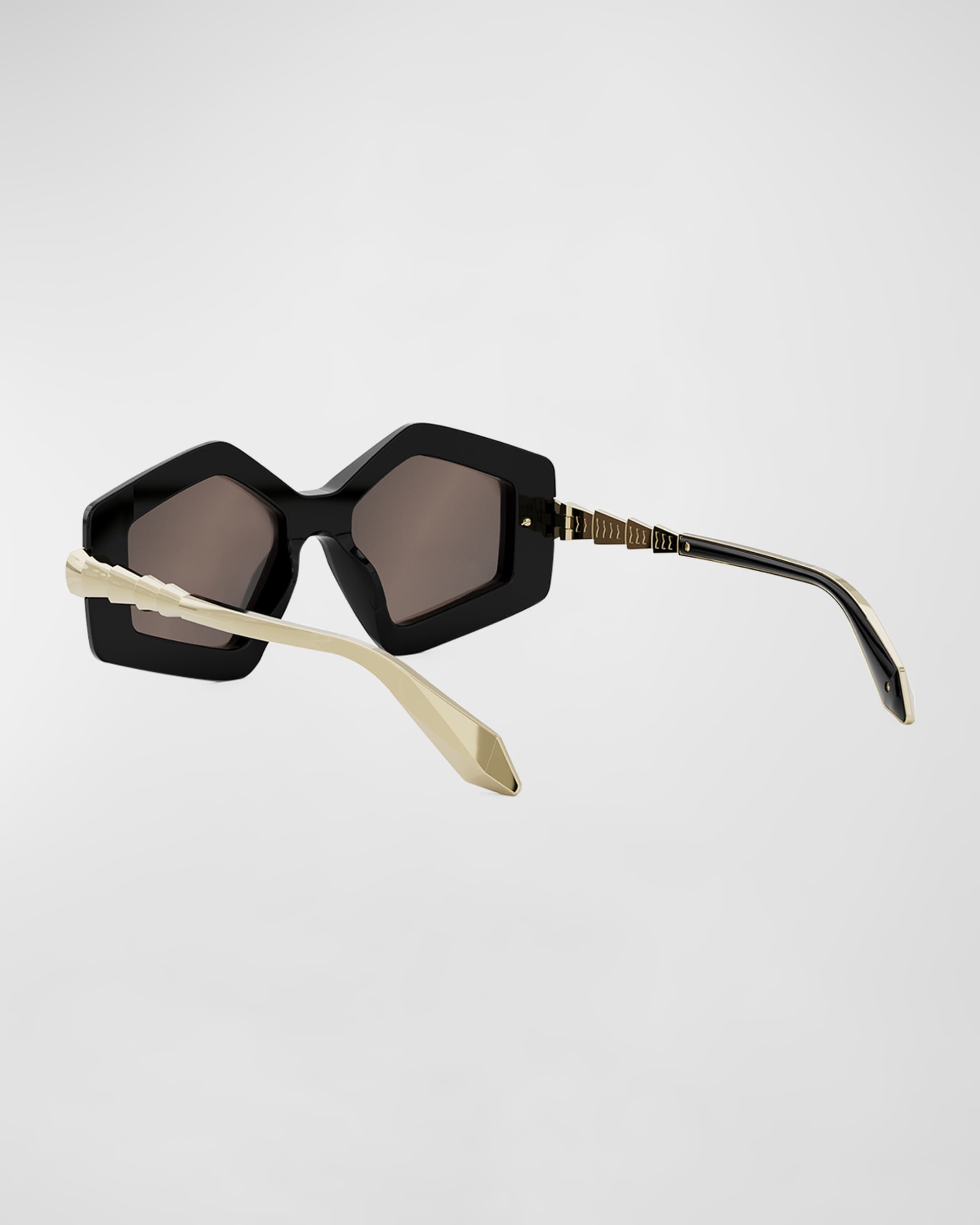 Geometric Acetate & Metal Butterfly Sunglasses - 2