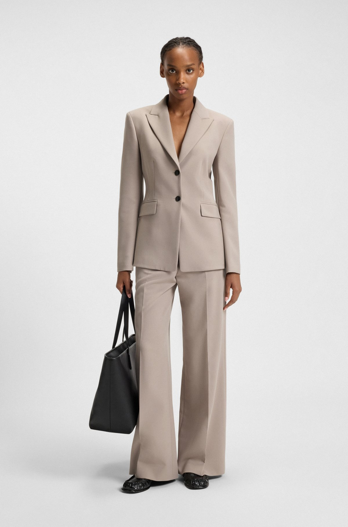REGULAR-FIT PANTS WITH WIDE LEG IN STRETCH FABRIC - 3