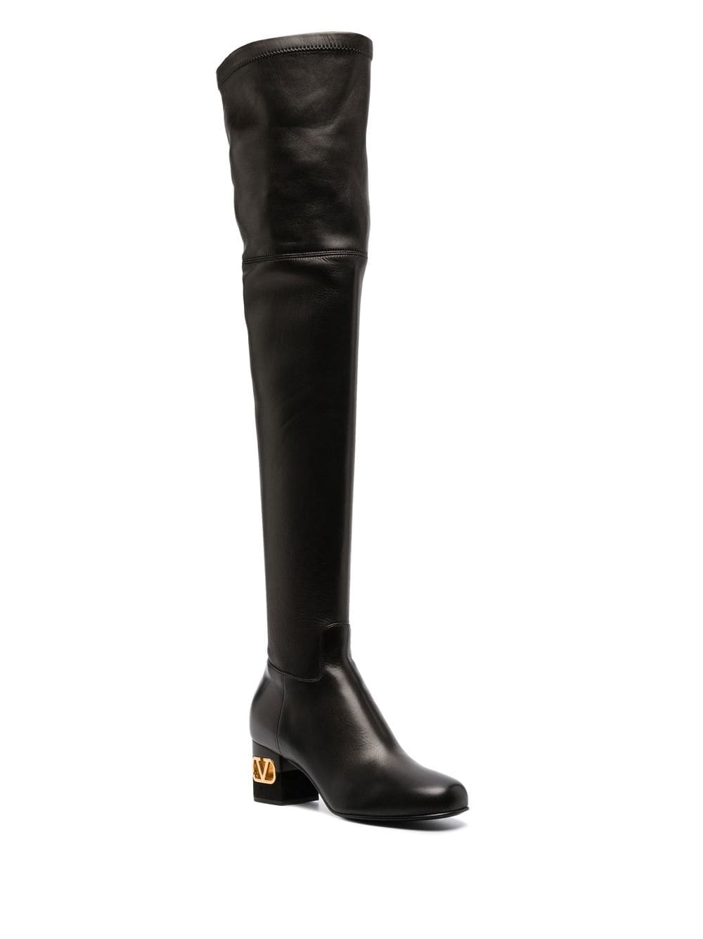 VLogo heel thigh-high boots - 2