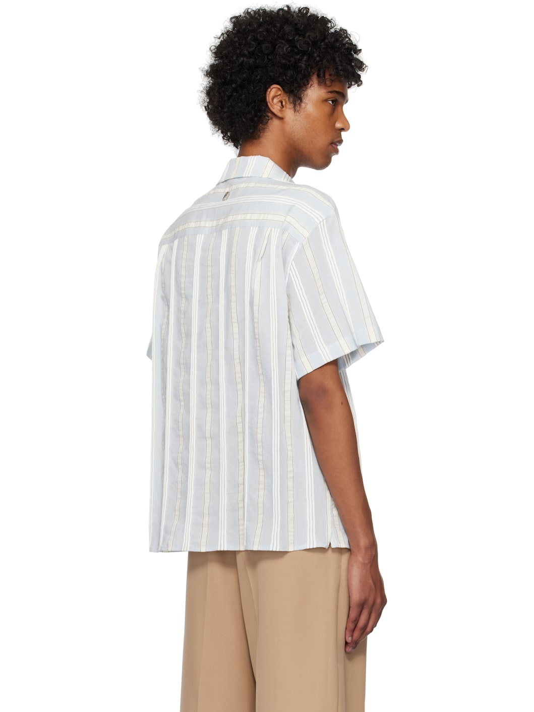 Blue Embroidered Stripe Shirt - 3