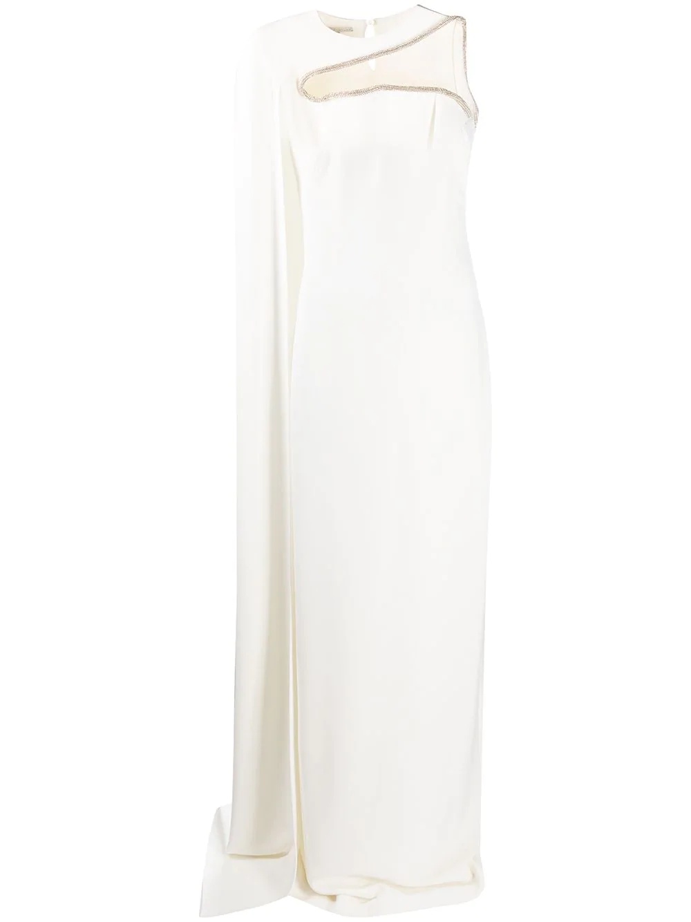 crystal embellished cape detail gown - 1