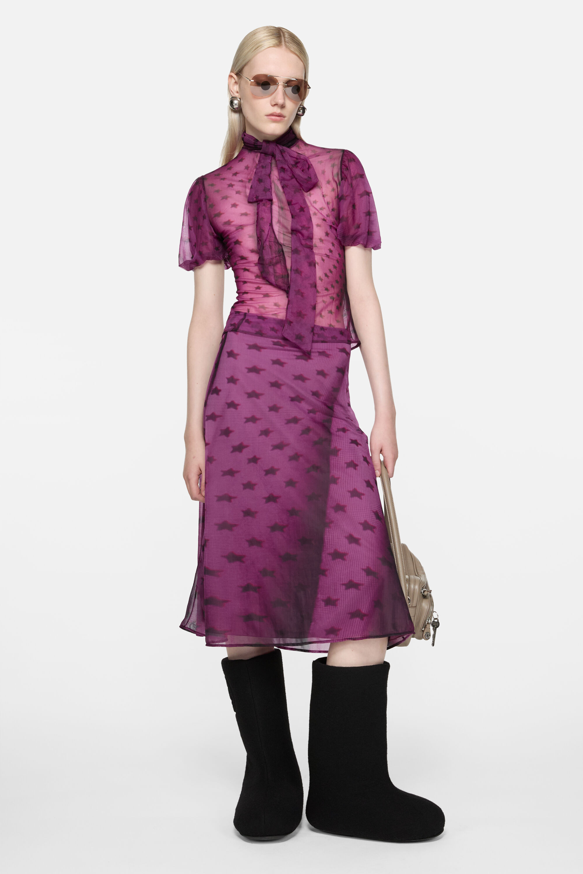 Midi print skirt - Bright purple - 2