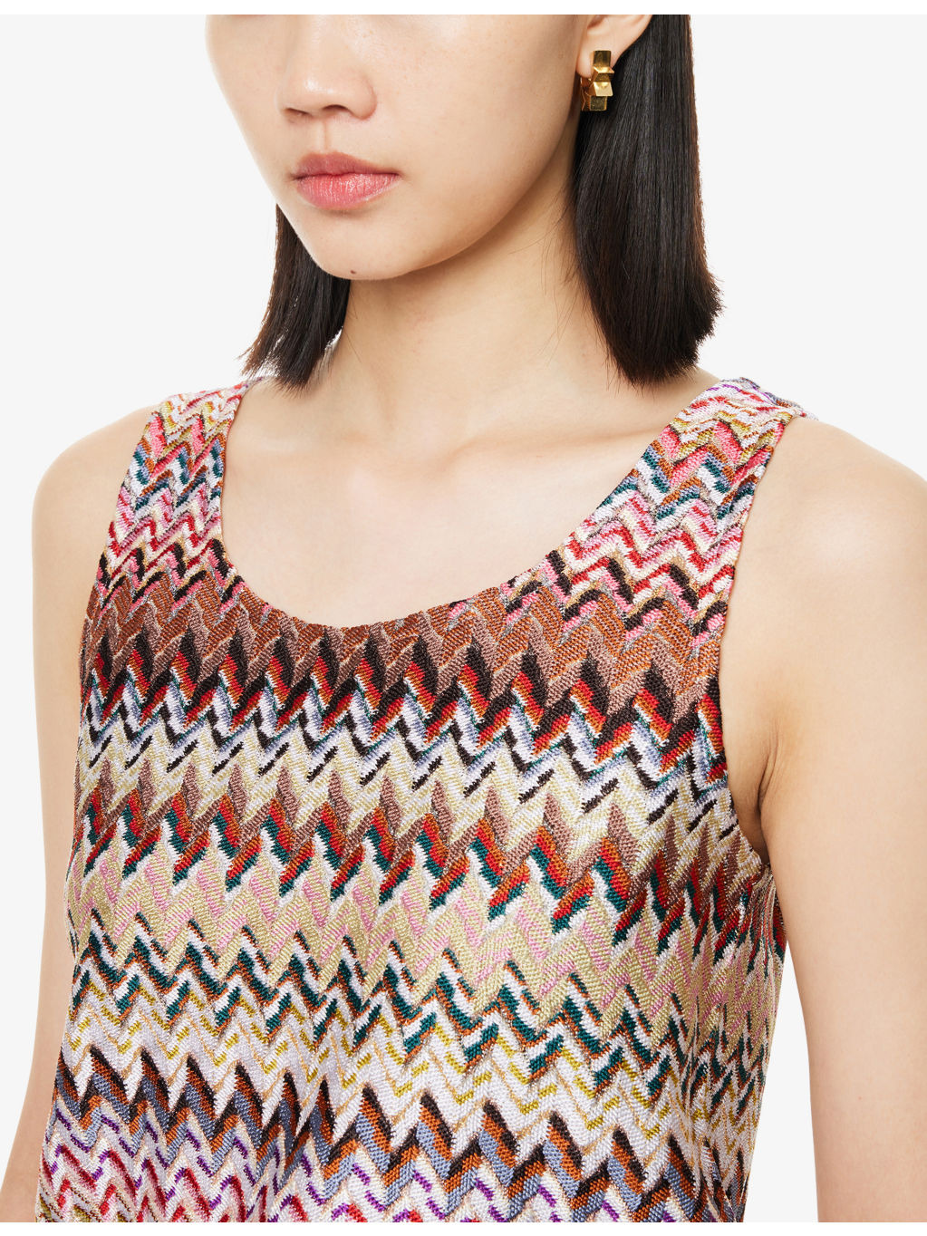 Chevron Scoop-Neck Knit Top - 5