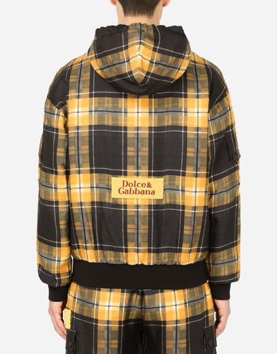 Dolce & Gabbana Hooded silk jacket with tartan print outlook