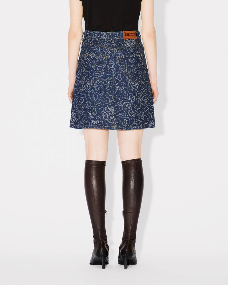 'KENZO Star Tiger' short skirt in japanese denim 5