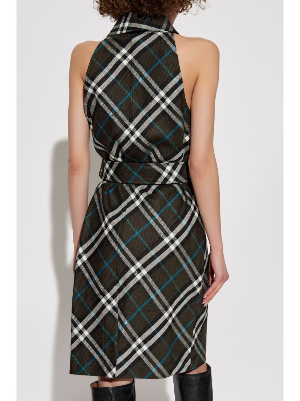 check pattern halterneck dress - 4