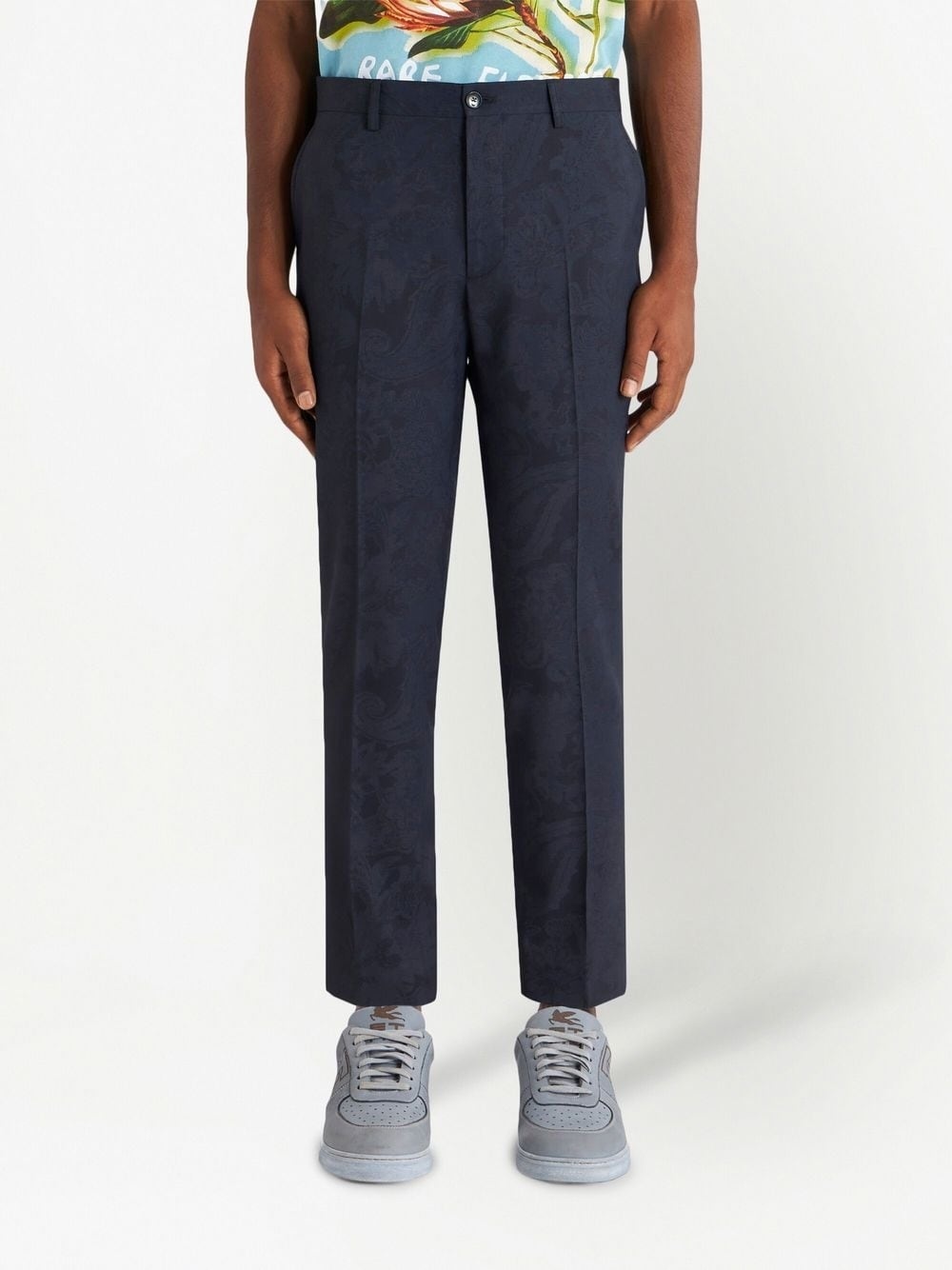 patterned-jacquard straight-leg trousers - 3